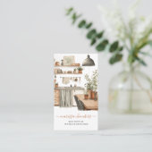 Carte De Visite Intérieur Designer Rustique Aquarelle Scène cuisin (Debout devant)