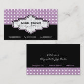 Carte De Visite Intérieur en pois blanc violet noir (Devant / Derrière)