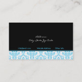 Carte De Visite Intérieurs noirs turquoise blanc damassé (Dos)