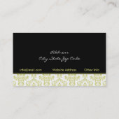 Carte De Visite Intérieurs noirs vert olive blanc damassé (Dos)