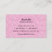 Carte De Visite INTÉRIEURS textiles modernes élégants damassé rose (Dos)
