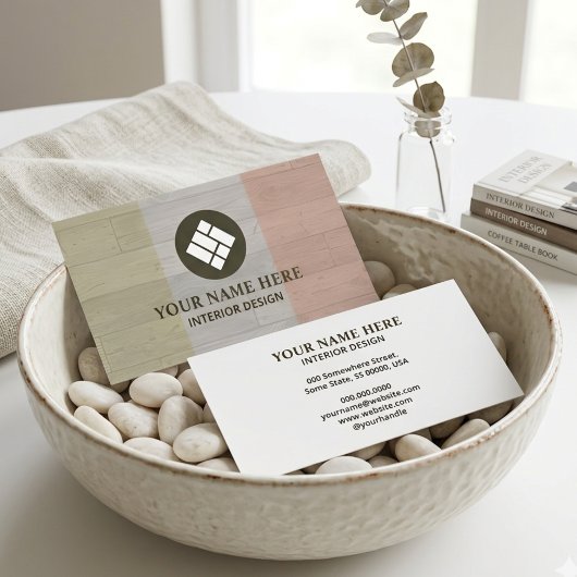 Carte De Visite Interior Design Chic Pastel Wood Texture