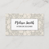 Carte De Visite Interior Design Floral Pattern Gray Business Card (Devant)