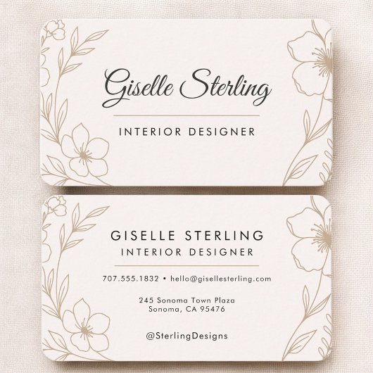 Carte De Visite Interior Designer Floral