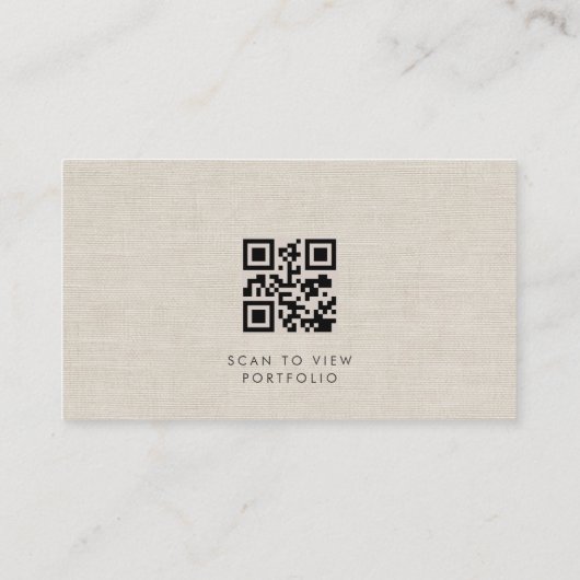 Carte De Visite Interior Designer Luxury Neutral Linen QR Code (Dos)