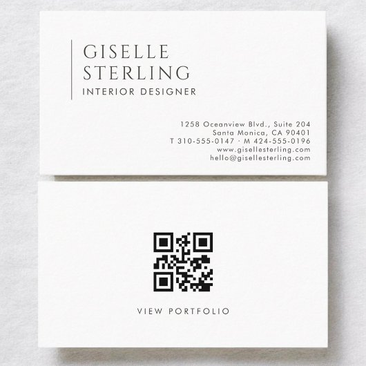 Carte De Visite Interior Designer Modern Professional QR Code