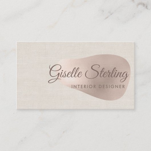 Carte De Visite Interior Designer Neutral Beige Linen Abstract (Devant)