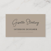 Carte De Visite Interior Designer Neutral Taupe Script QR Code (Devant)