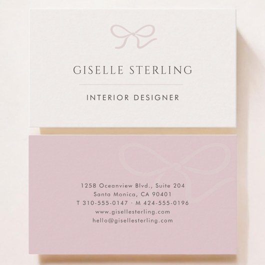Carte De Visite Interior Designer Pink Bow
