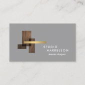 Carte De Visite Interior Designer Wood Gold Logo Gray (Devant)