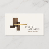 Carte De Visite Interior Designer Wood Gold Logo Ivory (Devant)