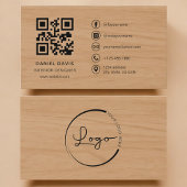 Carte De Visite Interior Designer Wood Professional QR Code