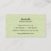 Carte De Visite INTERIOR moderne élégants textiles damask vert cit (Dos)
