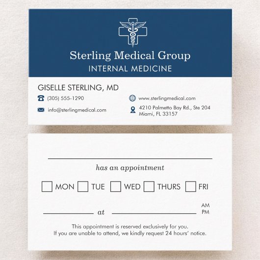 Carte De Visite Internal Medicine Doctor Office Appointment