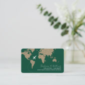 Carte De Visite International Travel Agent World Map dark-green (Debout devant)