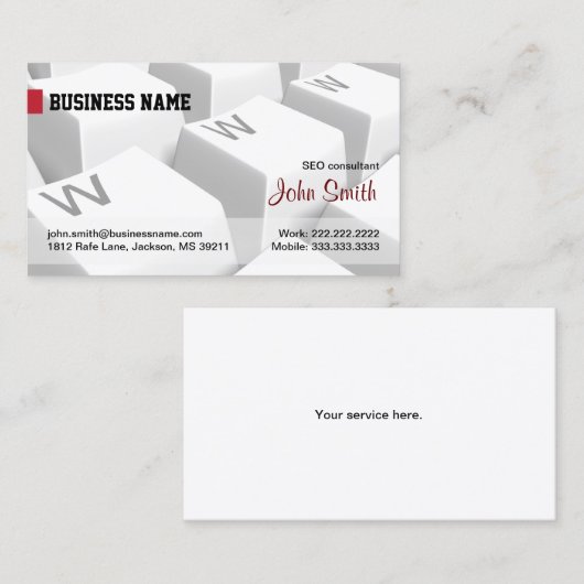 Carte de visite Internet du clavier WWW blanc (Devant / Derrière)