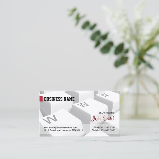 Carte de visite Internet du clavier WWW blanc (Debout devant)