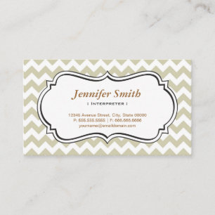 Carte De Visite Interprète - Chevron Simple Jasmine