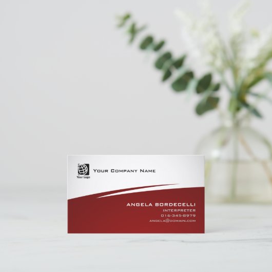 Carte De Visite Interprète Compétences spéciales Abstrait Red Zig (Debout devant)