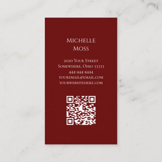Carte De Visite Interprète de violon musical QR code élégant (Dos)