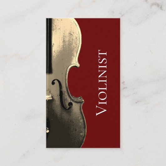 Carte De Visite Interprète de violon musical QR code Red Minimalis (Devant)