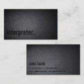 Carte De Visite Interprète professionnel minimaliste noir (Devant / Derrière)