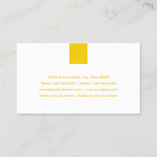 Carte De Visite Interprète - Simple jaune ambre (Dos)