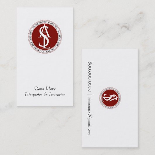 Carte De Visite Interprète typographique rouge (Devant / Derrière)
