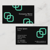 Carte De Visite Interverrouillage Carré 3d - Turquoise sur Noir (Devant / Derrière)