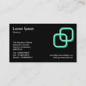 Carte De Visite Interverrouillage Carré 3d - Turquoise sur Noir (Dos)