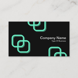 Carte De Visite Interverrouillage Carré 3d - Turquoise sur Noir