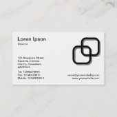 Carte De Visite Interverrouillage des Carrés 3d - Noir sur Blanc (Dos)