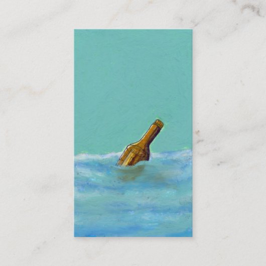 Carte De Visite Intitulé : Message - dessin de bouteille à la mer (Devant)