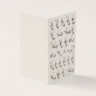 Carte De Visite Introduction à la langue des signes ASL vintage