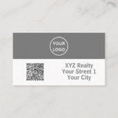 Carte De Visite Investisseur immobilier gris blanc simple (Dos)