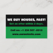 Carte De Visite Investisseur immobilier vert et noir Nous achetons (Devant)