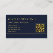 Carte De Visite Investment Advisor Blue Gold Logo QR Code (Dos)