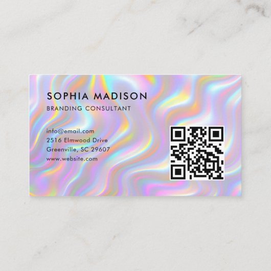 Carte De Visite Iridescent 3D Effect Logo QR Code (Dos)