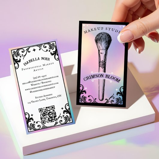 Carte De Visite Iridescent holographic Beauty Makeup Studio Luxury