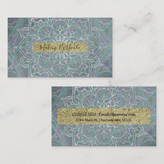 Carte De Visite Iridescent Shtoujours Mandala Boho Chic (Devant / Derrière)