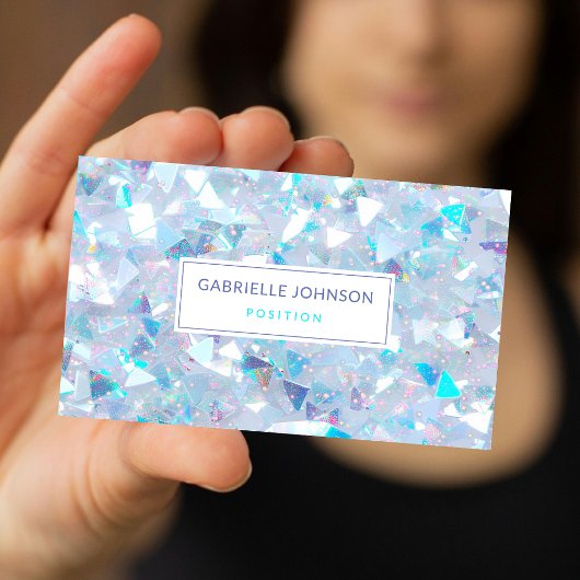 Carte De Visite Iridescente Blue Confetti Parties scintillant Mode