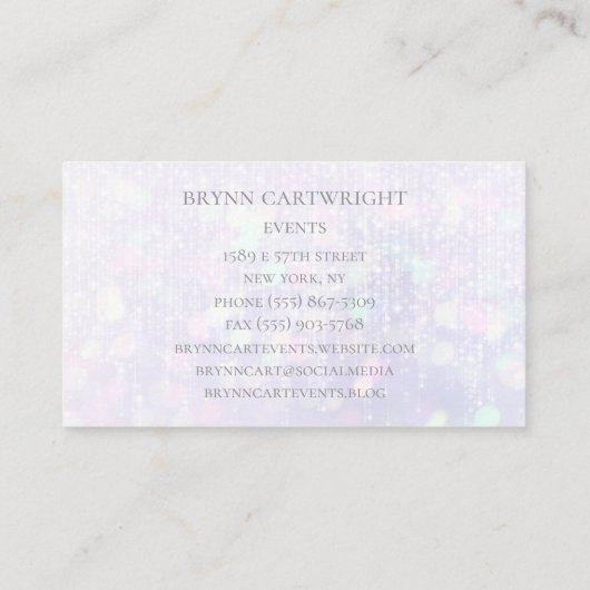 Carte De Visite Iridescente Bokeh Éclairage blanc (Dos)