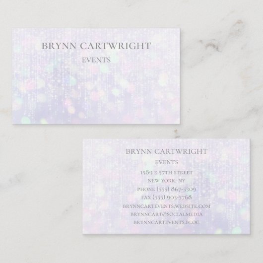 Carte De Visite Iridescente Bokeh Éclairage blanc (Devant / Derrière)