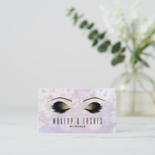 Carte De Visite Iridescente Bokeh Lights maquillage Eyelashes Beau (Debout devant)