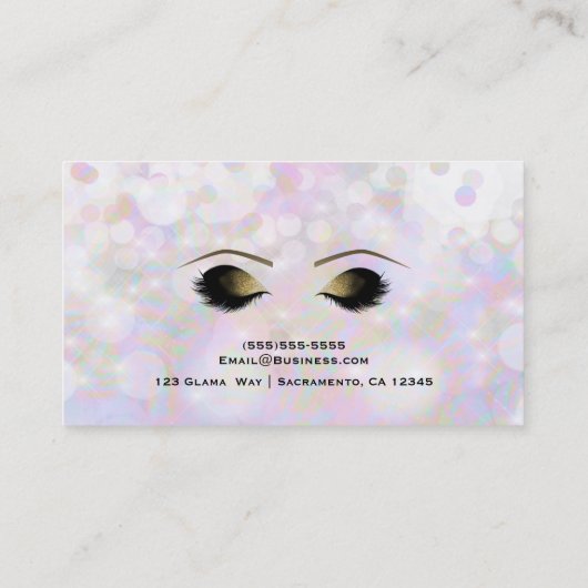 Carte De Visite Iridescente Bokeh Lights maquillage Eyelashes Beau (Dos)
