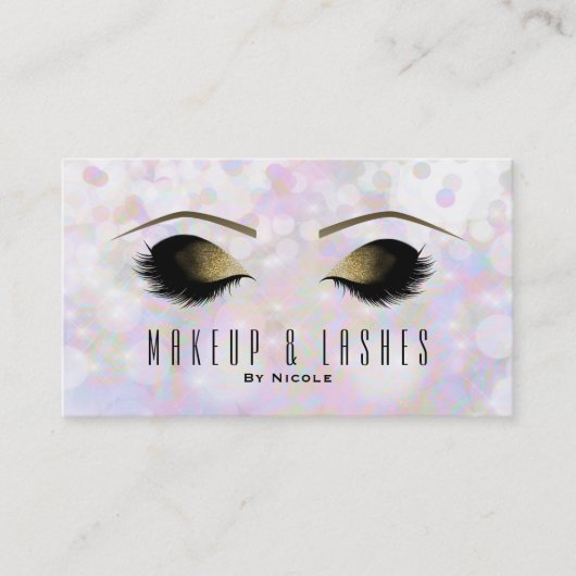 Carte De Visite Iridescente Bokeh Lights maquillage Eyelashes Beau (Devant)