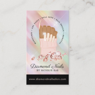 Carte De Visite Iridescente Diamond Nail Salon Nail Tech Artiste