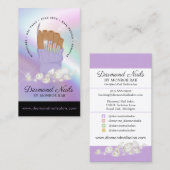 Carte De Visite Iridescente Diamond Nail Salon Nail Tech Artiste B (Devant / Derrière)