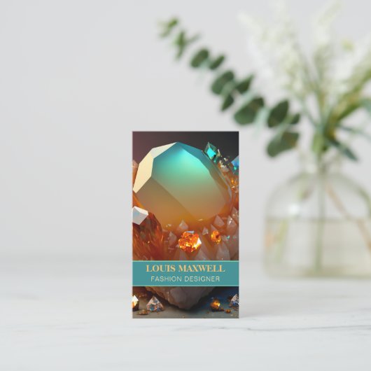 Carte De Visite Iridescente éclate Abstraite Citrine Crystal QR Co (Debout devant)
