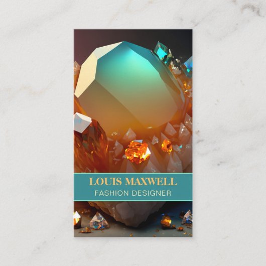 Carte De Visite Iridescente éclate Abstraite Citrine Crystal QR Co (Devant)